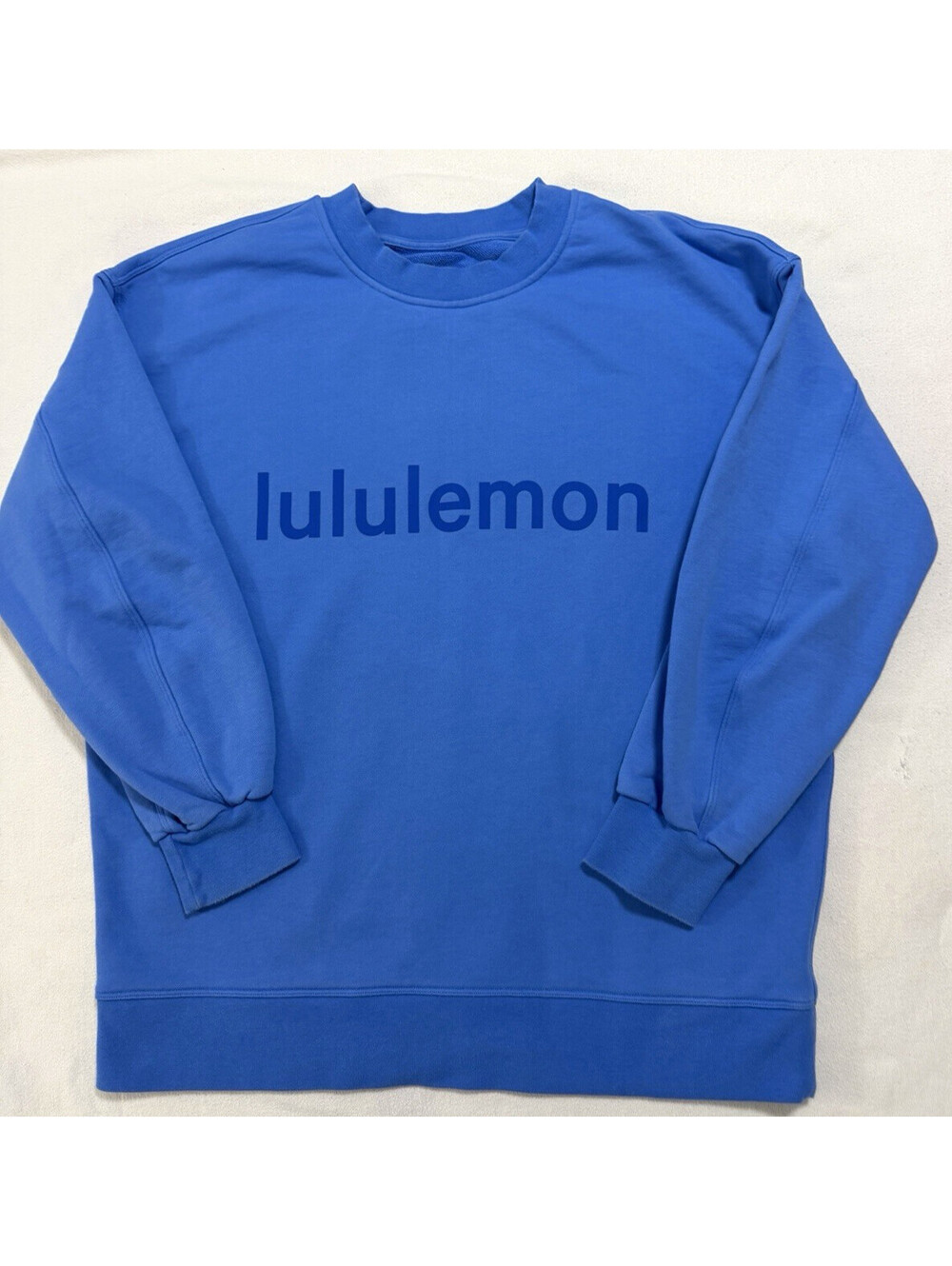 Lululemon Blue City Sweat Tonal Logo French Terry Crewneck Sweatshirt 24.5x26.5